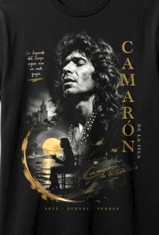 Camiseta Negra Camarón Inspiración Flamenca