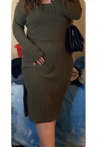 Vestido SHEIN verde militar canelado