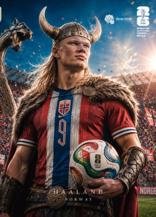 Poster Erling Haaland World Cup Vikingo