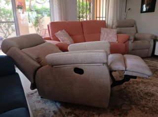Poltrona relax in tessuto beige