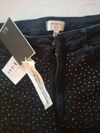 Calças Jeans Preto Brilhantes Tam 40