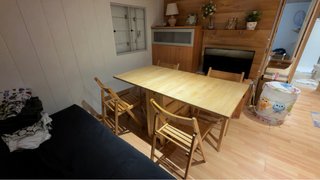Mesa abatible y 4 sillas Norden abedul IKEA