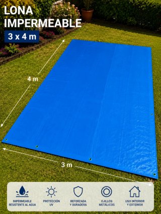 Lona impermeable 3x4m extrafuerte