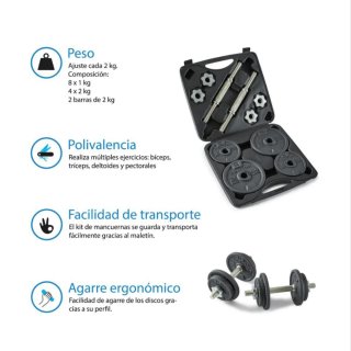 Kit Mancuernas 20kg con Maletín