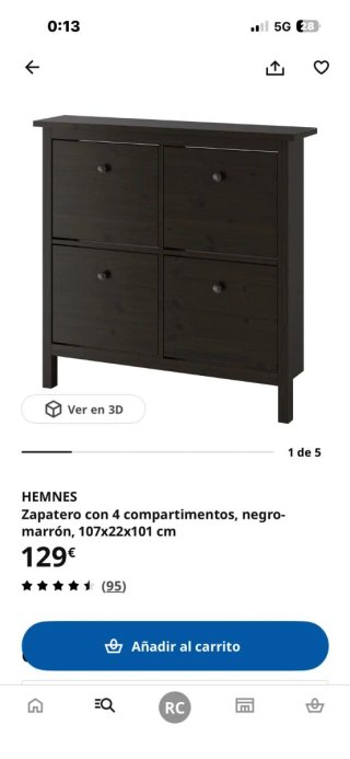 Zapatero Hemnes Ikea Grande Negro