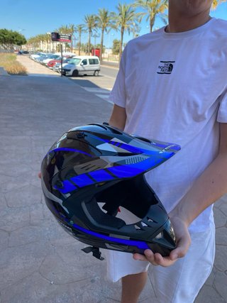 Casco Moto Motocross Enduro Negro y Azul