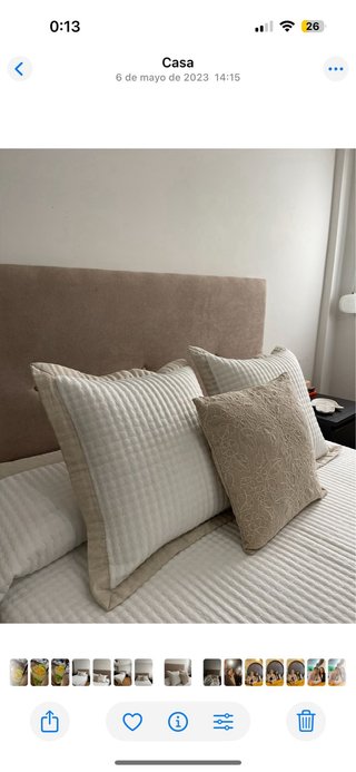Cabecero tapizado liso beige/topo