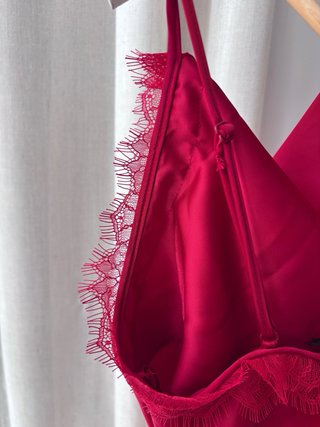 Top Zara Rojo Seda Talla XS
