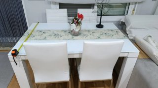 Mesa Comedor Extensible Cristal Blanco