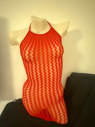 Vestido sexy de malla transparente