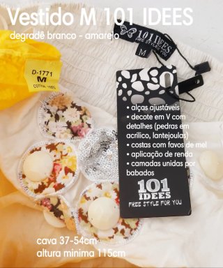 Vestido 101 IDEES degradê branco e amarelo M