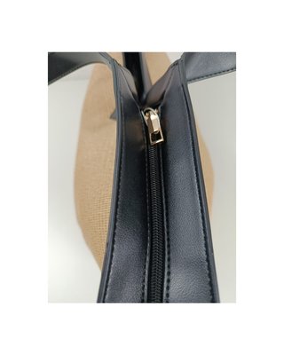 Bolso Tote Rafia Beige y Negro XXL
