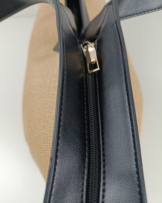 Bolso Tote Rafia Beige y Negro XXL
