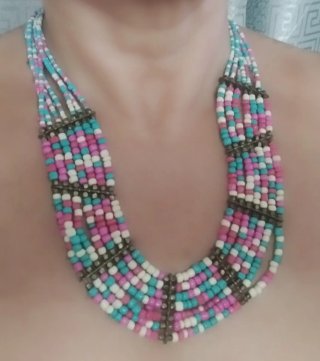 Collar multi-hilos de cuentas / Etnico / Ibicenco