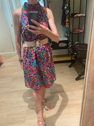 Vestido floral halter multicolor