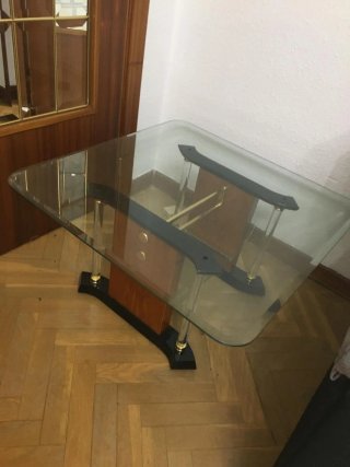 Mesa de centro cristal y madera