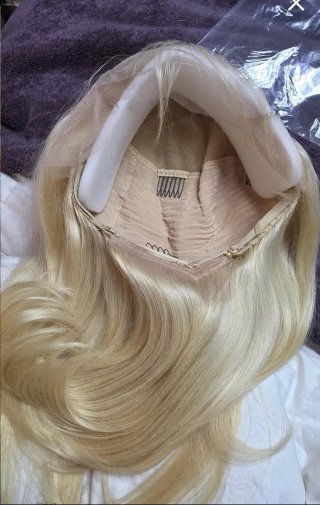 Peluca rubia bob con  frontal Cabello humana 100%
