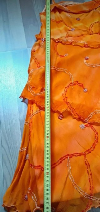 Vestido naranja tirantes irregular