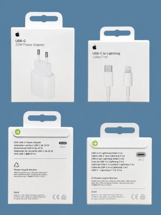 Cargador Apple 20W+Cable Tipo-C a Lightning 60W 1m