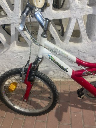 Bicicleta infantil roja y blanca