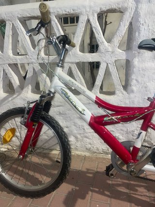 Bicicleta infantil roja y blanca