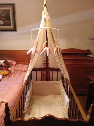 Cuna de madera estilo vintage completa