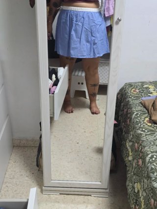 Falda estilo camisero azul y blanco