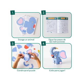 BONNYCO Puzzle 3D Animales Educativos Niños