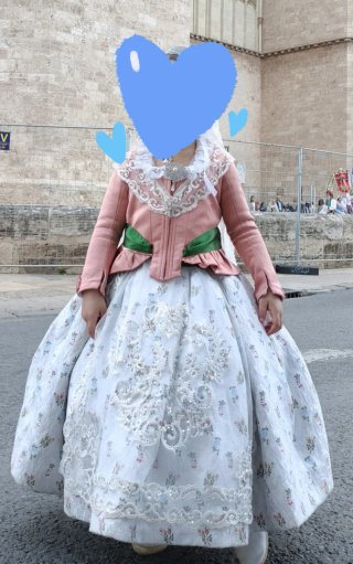 Traje Fallera Niña 2-4 años Rosa y Blanco