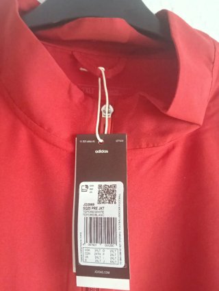 Chaqueta deportiva Adidas roja y blanca larga