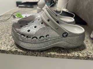 Crocs Mujer Talla 38/39 Glitter Plata