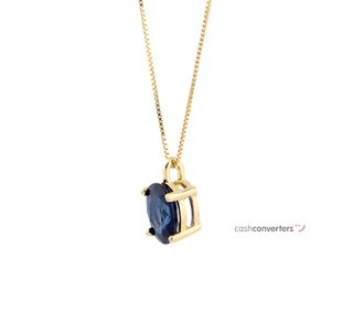 collar oro 18k con piedra con zafiro 22cm