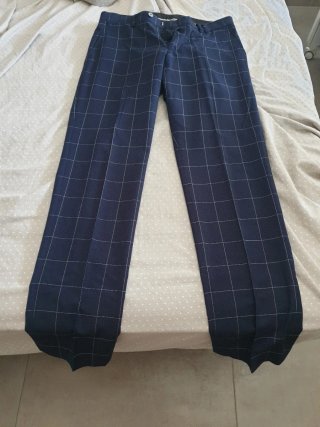 Traje de chaqueta a cuadros azul