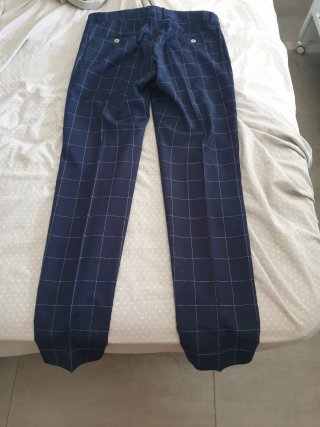 Traje de chaqueta a cuadros azul