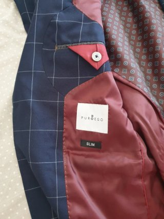 Traje de chaqueta a cuadros azul