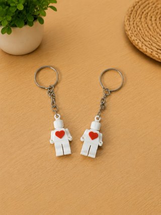 Llaveros pareja estilo Lego con corazón