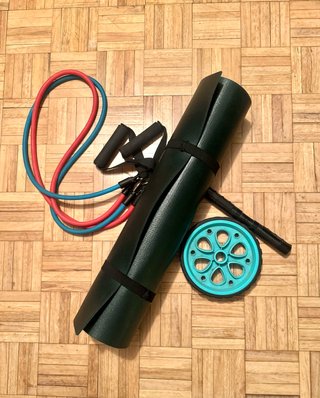 Kit entrenamiento: mat+bandas de resistencia+rueda