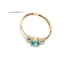 anillo oro 18k con piedra con circonita,topacio