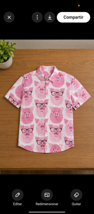 Camisa Estampada Cerdos Talla L