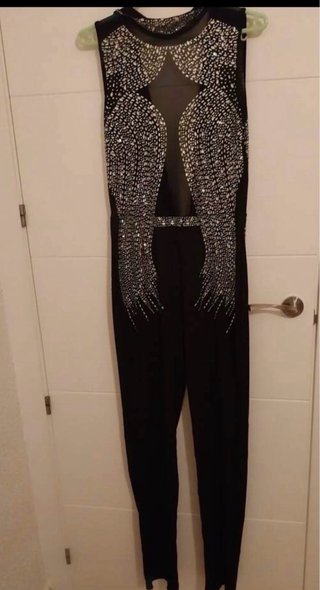 Mono negro con pedrería plateada