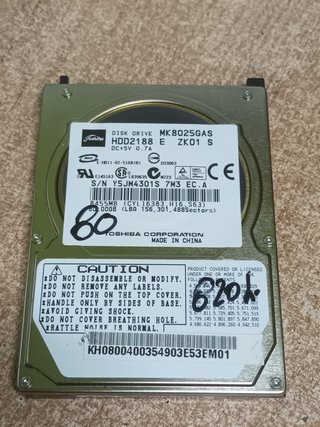 Disco Duro 80GB IDE 2.5 CON INFORME