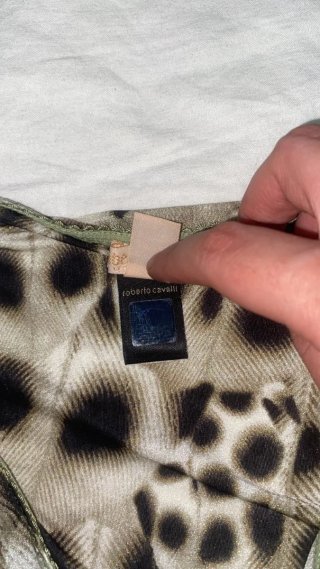 Roberto Cavalli Top Fantasia Beige Nero Taglia 42