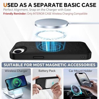 TUCCH Funda iPhone 16e Cuero Negro Cartera 2en1