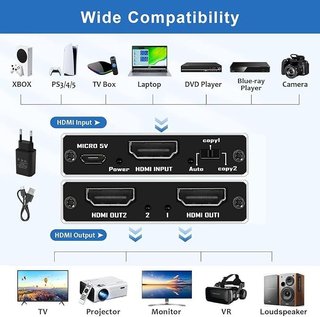 Ticenpe HDMI Splitter 1 in 2 out HDMI 4K-60Hz