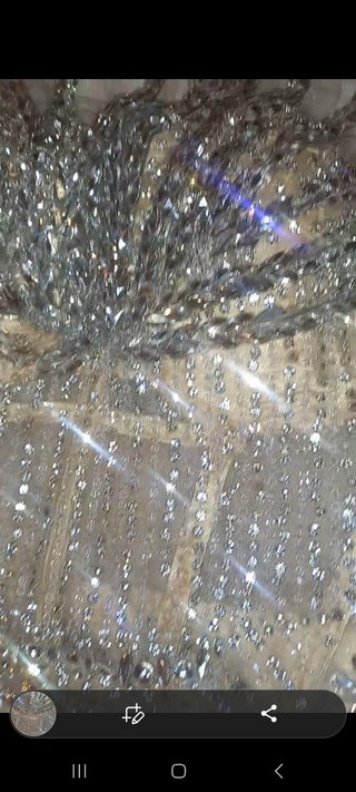 Vestido de fiesta dorado y plateado piedras crista
