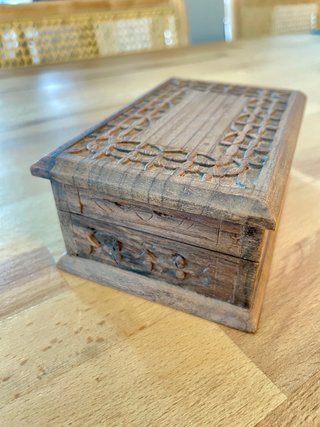 Scatolina vintage legno intarsiato