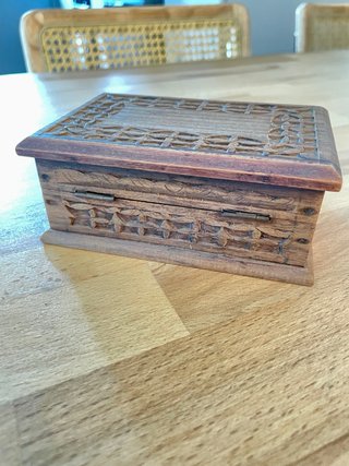 Scatolina vintage legno intarsiato
