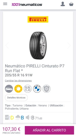Neumático Pirelli Cinturato P7 205/55 R16 91W