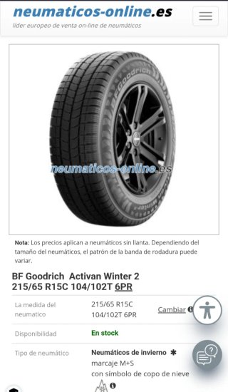 2 Neumáticos BF Goodrich Activan Winter 2 215/65 R