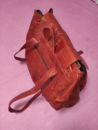 Bolso Mochila Piel Rojo